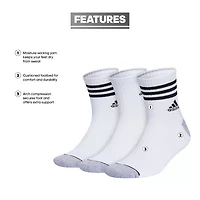 adidas Cushion Mens 3 Pair Quarter Ankle Socks