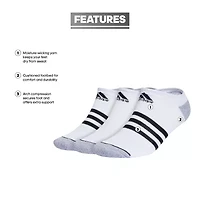 adidas Cushion Mens 3 Pair No Show Socks