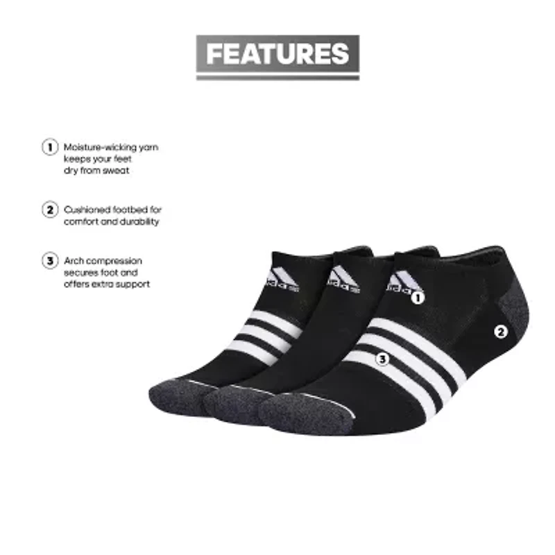 adidas Cushion Mens 3 Pair No Show Socks
