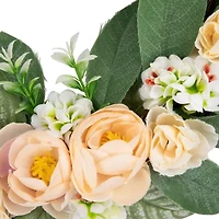 Northlight 14in Peach Rose Half Floral Wreath