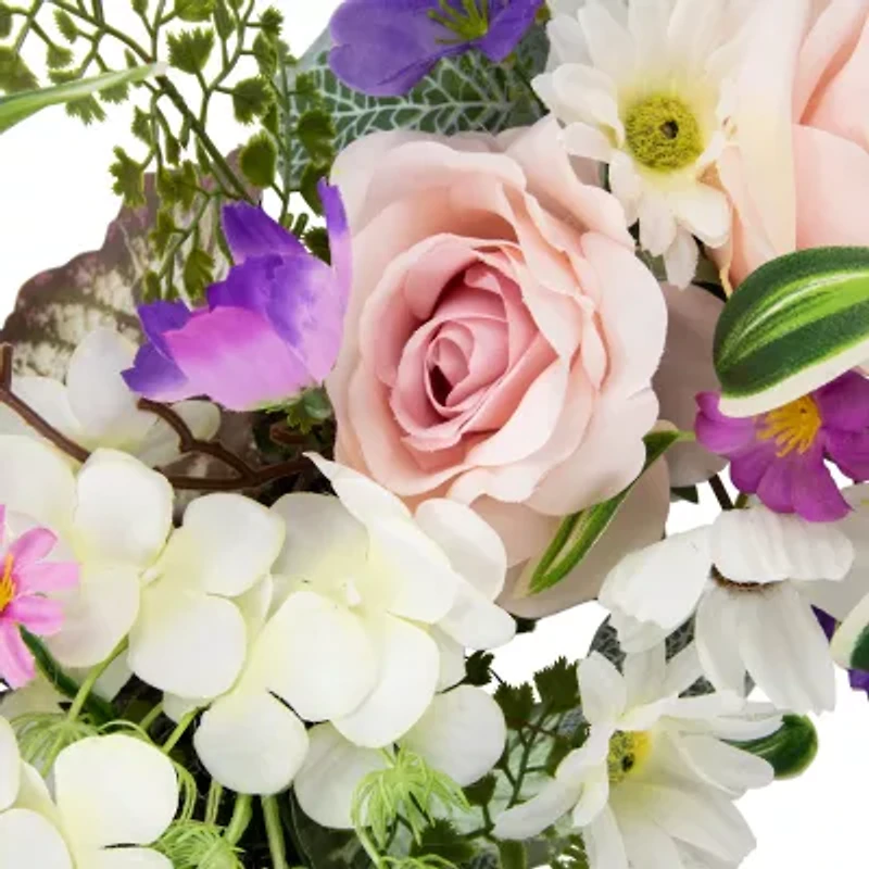 Northlight 24in Mixed Floral Fern Wreath