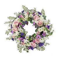 Northlight 24in Mixed Floral Fern Wreath