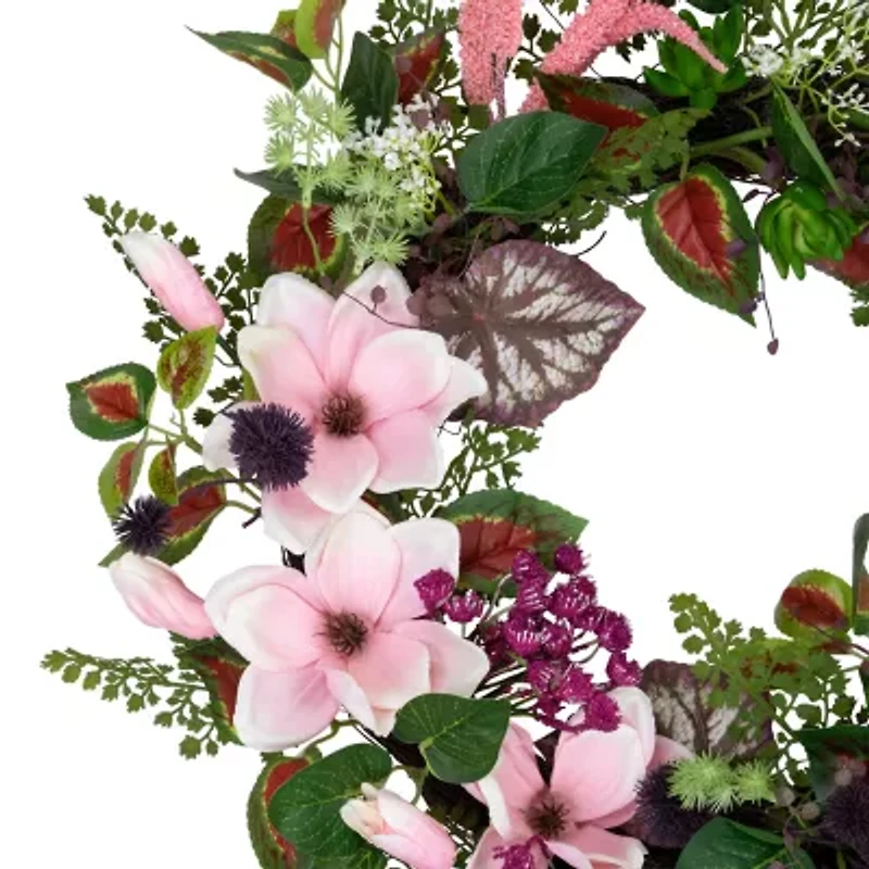Northlight 24in Succulent And Fern Floral Wreath