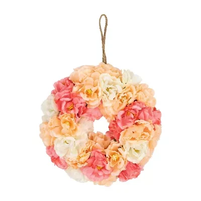 Northlight 8in Pink And White Peony Floral Wreath