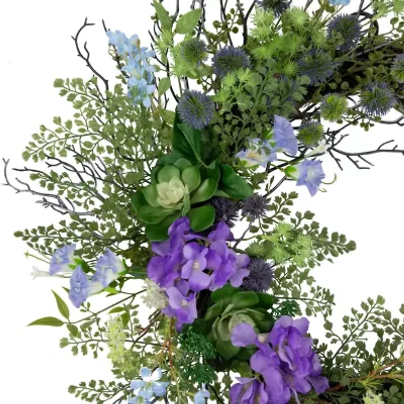 Northlight 24in Mixed Wild Flowers And Twig Wreath