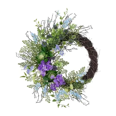 Northlight 24in Mixed Wild Flowers And Twig Wreath