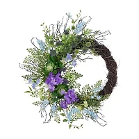 Northlight 24in Mixed Wild Flowers And Twig Wreath