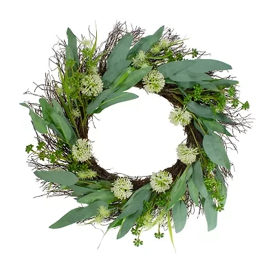 Northlight 23in Olive Leaf And Floral Twig Wreath