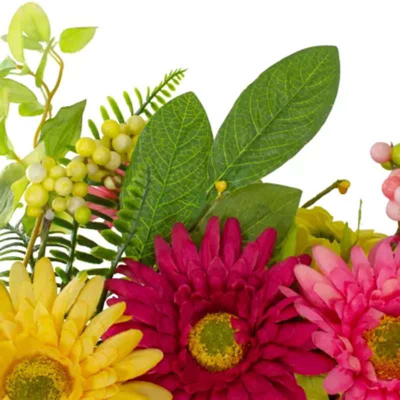 Northlight 23in Chrysanthemum And Daisy Floral Wreath