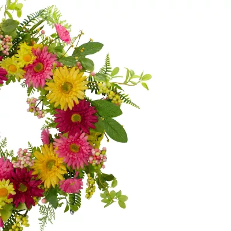 Northlight 23in Chrysanthemum And Daisy Floral Wreath
