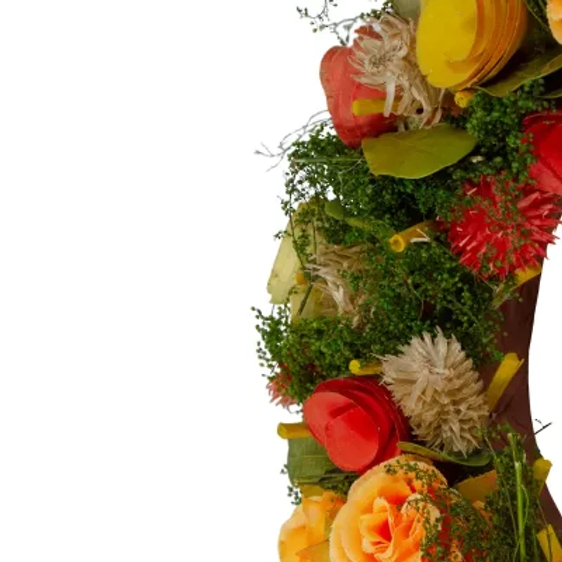 Northlight 12in Floral Moss And Twigs Spring Wreath