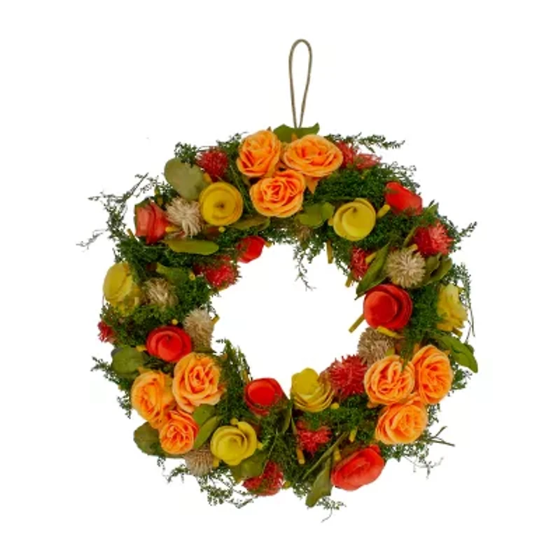 Northlight 12in Floral Moss And Twigs Spring Wreath