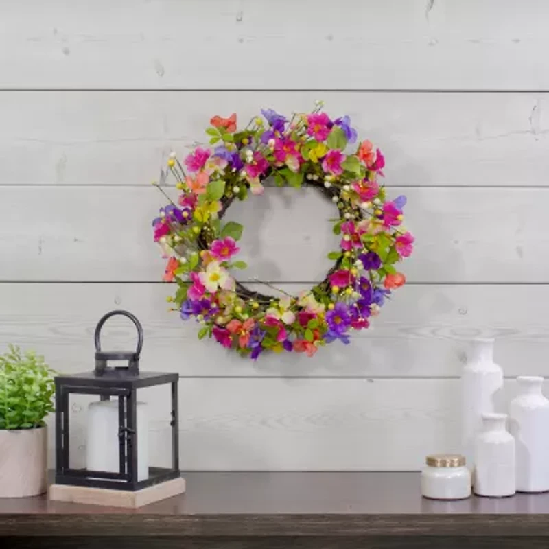Northlight 20in Wild Flower And Berries Spring Twig Wreath