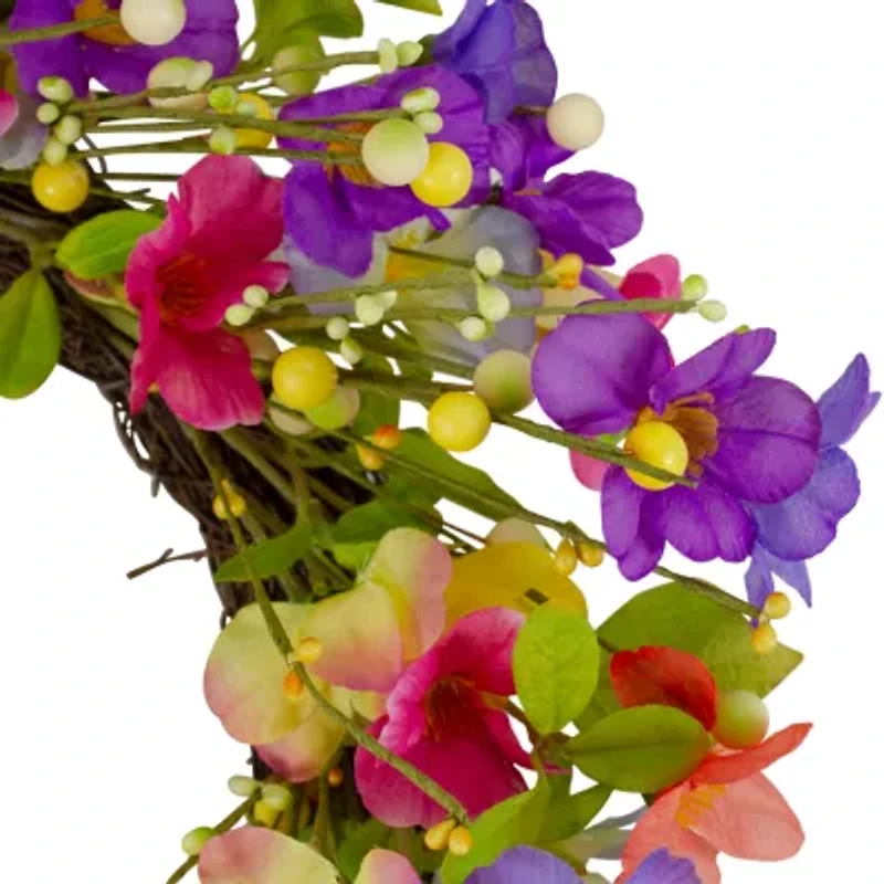 Northlight 20in Wild Flower And Berries Spring Twig Wreath