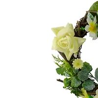 Northlight 7in Mini Rose And Foliage Yellow Wreath