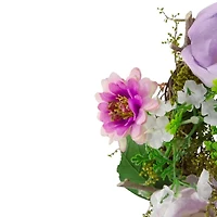 Northlight 8in Mini Rose Foliage Pink Purple Wreath