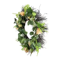 Northlight 24in Rose Foliage Unlit Wreath