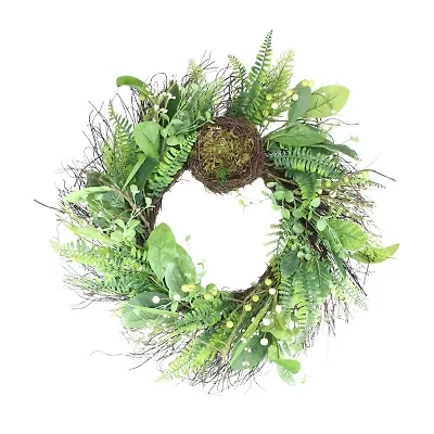 Northlight 24in Foliage Spring Nest Unlit Wreath