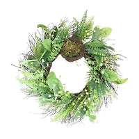 Northlight 24in Foliage Spring Nest Unlit Wreath
