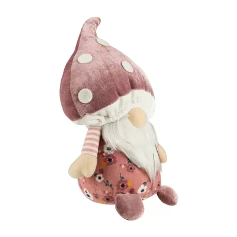 Northlight 10.5in Pink Floral Mushroom Gnome