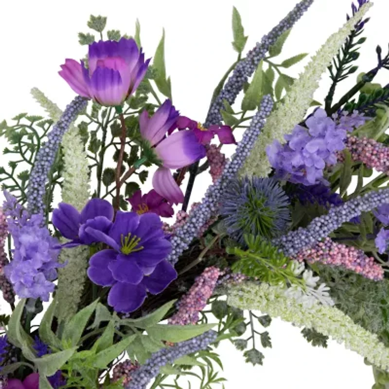 Northlight 24in Mixed Wildflowers And Magnolias Wreath