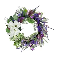 Northlight 24in Mixed Wildflowers And Magnolias Wreath