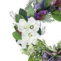Northlight 24in Mixed Wildflowers And Magnolias Wreath