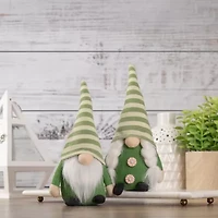 Northlight 9.25in Green Striped Hat Boy Gnome