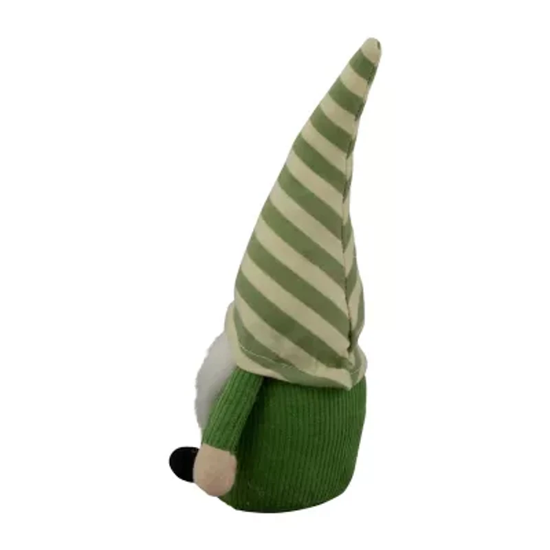 Northlight 9.25in Green Striped Hat Boy Gnome