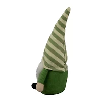 Northlight 9.25in Green Striped Hat Boy Gnome