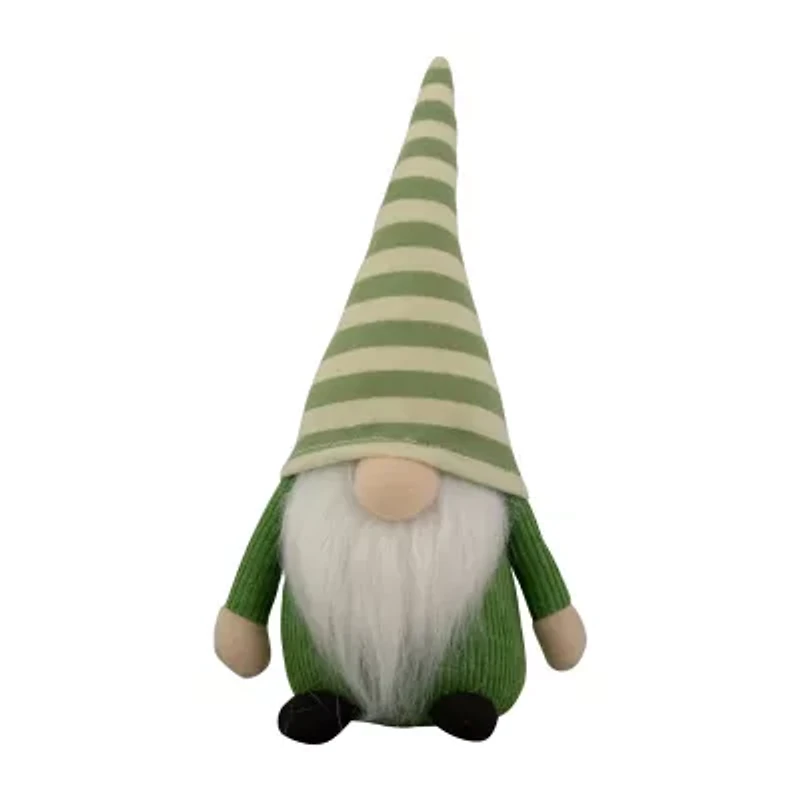 Northlight 9.25in Green Striped Hat Boy Gnome