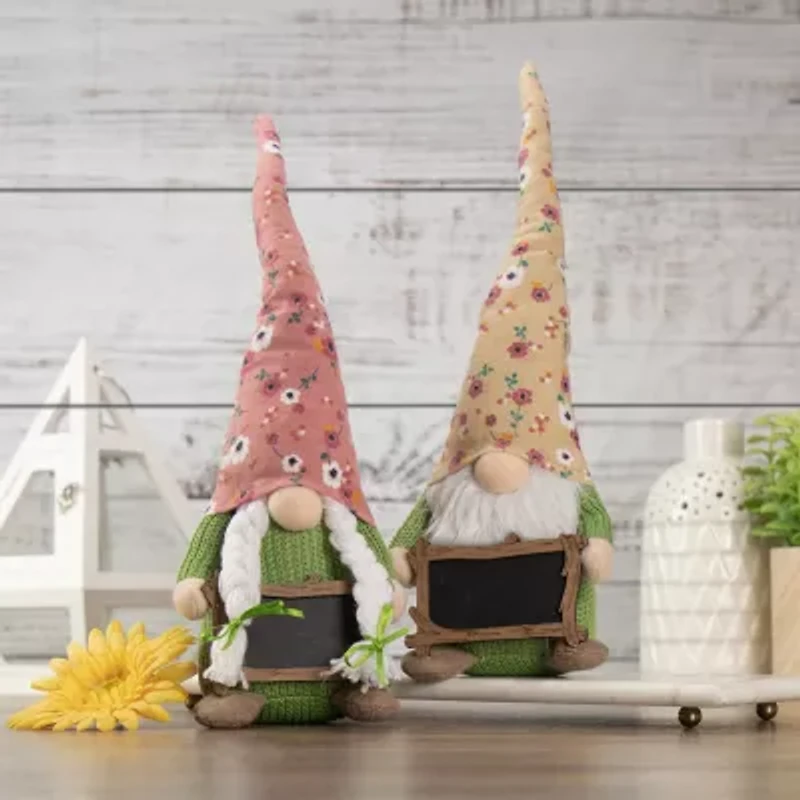 Northlight 16in Pink Floral With Message Board Gnome