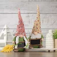 Northlight 16in Pink Floral With Message Board Gnome