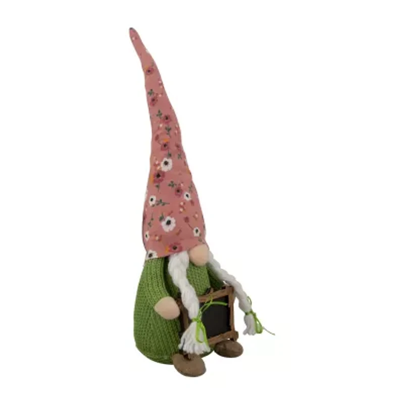 Northlight 16in Pink Floral With Message Board Gnome