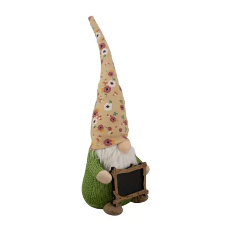 Northlight 16in Yellow Floral With Message Board Gnome