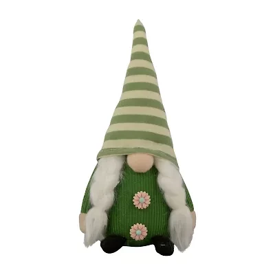 Northlight 9.25in Green Striped Hat Girl Gnome