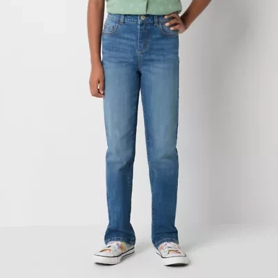 Thereabouts Little & Big Kid Girls Adjustable Waist Stretch Fabric Superflex Mid Rise Straight Leg Jean