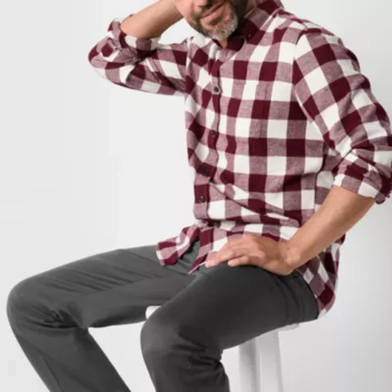 St. John's Bay Mens Long Sleeve Classic Fit Flannel Shirt