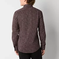 J. Ferrar Mens Long Sleeve Slim Fit Stretch Fabric Wrinkle Free Button-Down Shirt