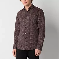 J. Ferrar Mens Long Sleeve Slim Fit Stretch Fabric Wrinkle Free Button-Down Shirt