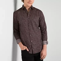 J. Ferrar Mens Long Sleeve Slim Fit Stretch Fabric Wrinkle Free Button-Down Shirt