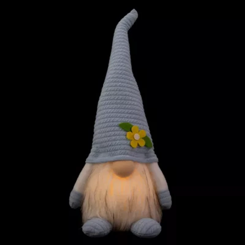 Northlight 12.25in Lighted Blue Withflower Hat Gnome