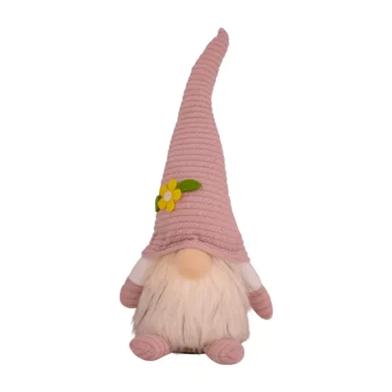 Northlight 12.25in Lighted Pink With Flower Hat Gnome