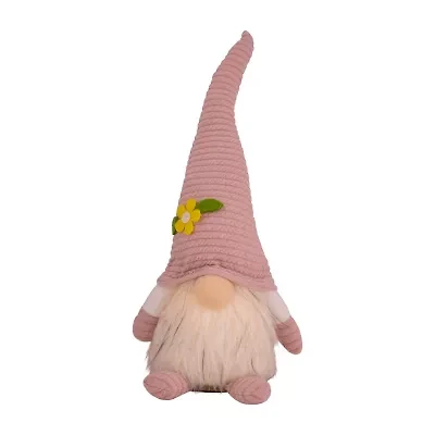 Northlight 12.25in Lighted Pink With Flower Hat Gnome