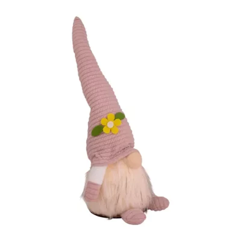Northlight 12.25in Lighted Pink With Flower Hat Gnome