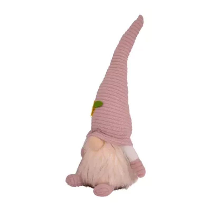 Northlight 12.25in Lighted Pink With Flower Hat Gnome
