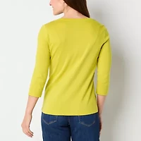 St. John's Bay Womens V Neck 3/4 Sleeve T-Shirt