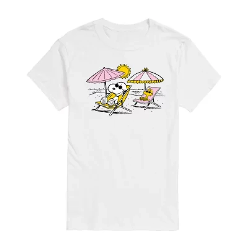 Womens Juniors Crew Neck Short Sleeve Regular Fit Peanuts Snoopy Graphic T-Shirt
