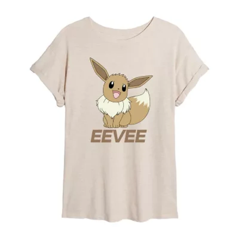 Womens Crew Neck Short Sleeve Regular Fit Pokeman Juniors Graphic T-Shirt