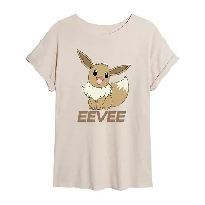Womens Crew Neck Short Sleeve Regular Fit Pokeman Juniors Graphic T-Shirt
